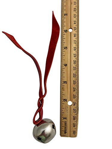 Believe Metal Sleigh Bell Christmas Ornament with Red Leather Cord