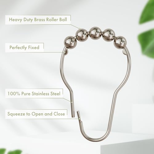 Amazer Rustproof Stainless Steel Shower Curtain Hooks - Polished Nickel Set of 12