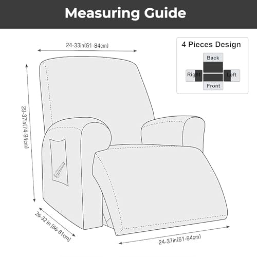 Stretch Recliner Chair Cover with Side Pockets - Washable Slipcover