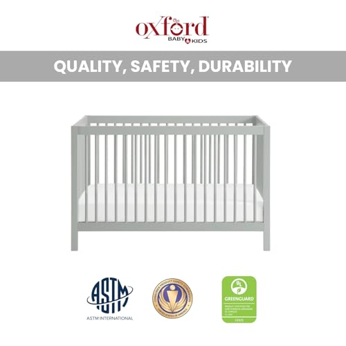 4-in-1 Convertible Baby Crib, Full Size Modern Wood Crib with Round Spindles