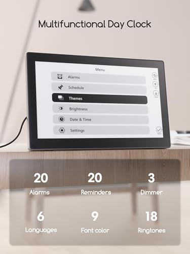 10.1-Inch Large Digital Calendar Clock with 20 Alarms and Temperature Display
