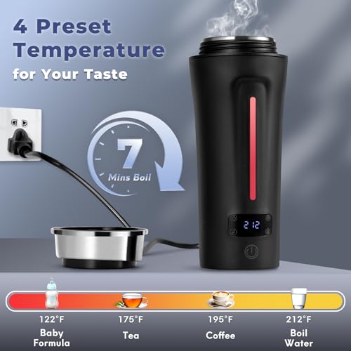 Ceaplot Black Portable Dual Voltage Electric Travel Kettle 110-240V 350ml