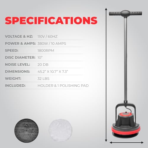 10-Inch Commercial Floor Polisher and Buffer Machine with 39ft Cord