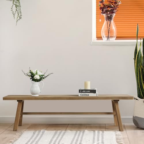 Rustic Solid Wood Bench, 39-inch Farmhouse Dining and Entryway Seat