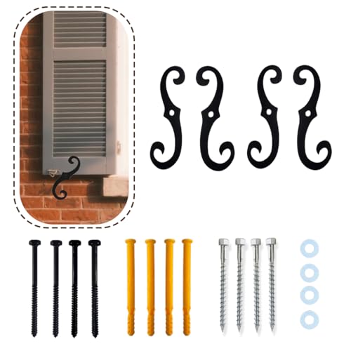 6.5-Inch Iron Shutter Dogs, S-Shaped Decorative Exterior Shutter Fasteners