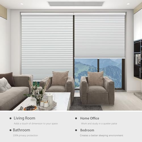 Cordless Blackout Cellular Shades - Room Darkening Honeycomb Blinds 34" W x 64" H