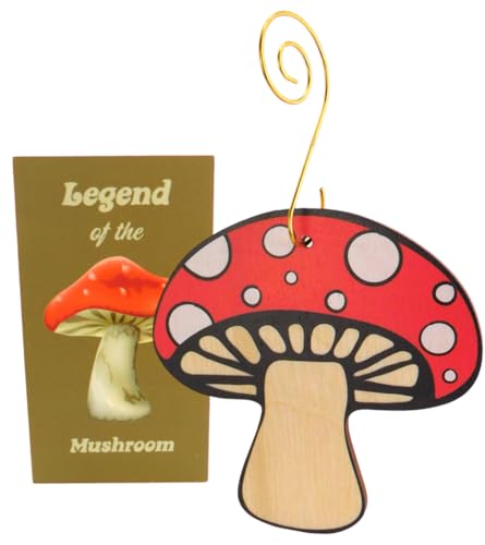 Legend of the Mushroom Ornament Set with Story Card – Wooden Christmas Decoration