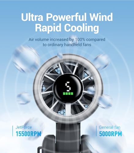 Portable Handheld Turbo Fan 3-in-1 Desk Neck Fan with LED Battery Display