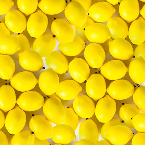 60 Pcs Realistic Artificial Yellow Lemons for Home Decor
