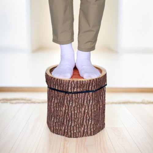Hoohnnaa 11-inch Tree Stump Storage Ottoman Cube - Rustic Footstool & Seat