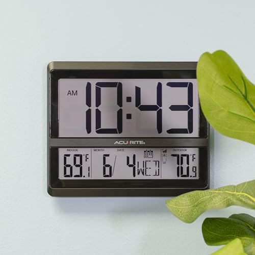 Large Wireless Atomic Clock with Indoor/Outdoor Temp & Auto DST - Digital Variation
