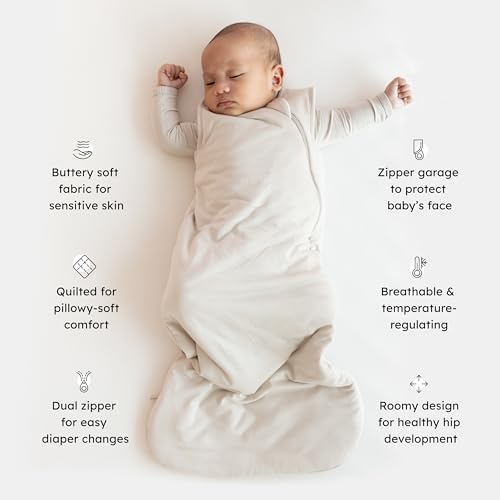 Bamboo Wearable Blanket Sleep Bag, 1.0 TOG Baby Sleep Sack with Dual Zipper