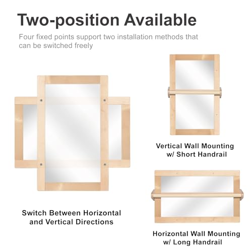 Montessori Sensory Mirror for Babies with 2 Adjustable Pull-Up Bars
