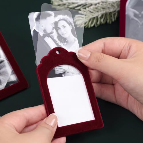UNIQOOO 8-Pack Burgundy Velvet Arch Photo Frame Ornaments 2x3 Inch for Christmas & Holiday Decor