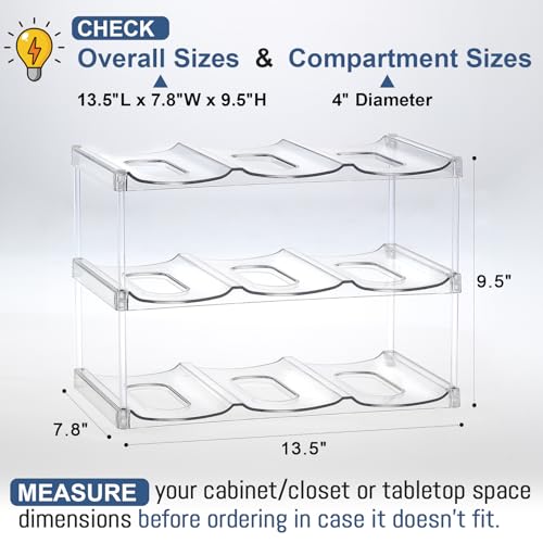 Stackable Water Bottle Organizer - 3-Tier Clear Rack for Large 40oz Tumblers
