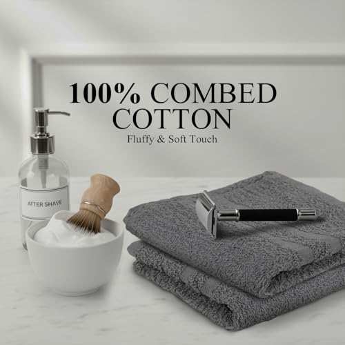 50 Pack Cotton Hand Towels - 16x27 Inch Grey Salon & Spa Towels