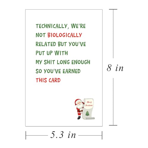 Funny Step Dad Christmas Card for Stepfather - Joke Holiday Greeting Card for Step Dad - You’ve Put Up With My Shit - For Step Dad