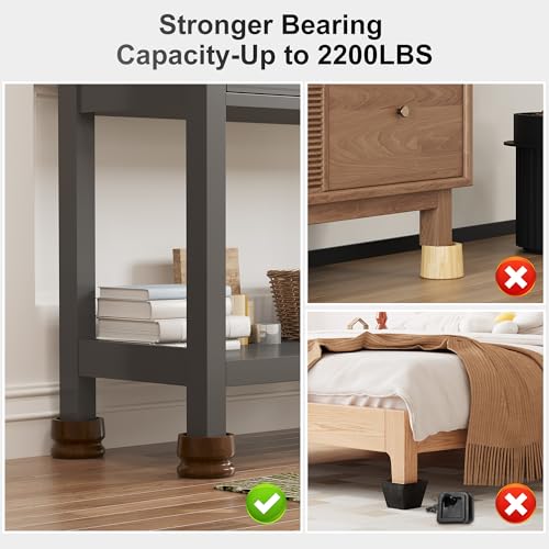 Heavy Duty Bed Risers - Solid Wood Furniture Lifts, 2200LB Capacity, 3 Inch Height