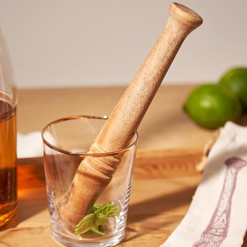 Acacia Wood Cocktail Muddler for Mojitos & Juleps with Storage Pouch
