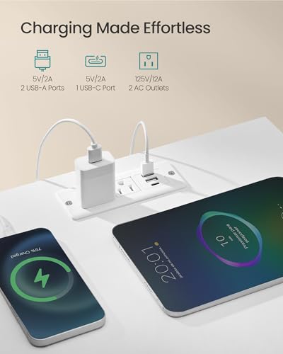 Modern Nightstand with Charging Station & App LED Lights - 2 Drawers