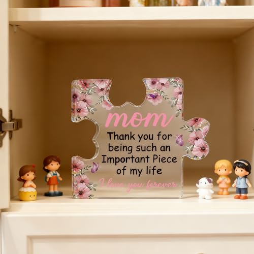 Personalized Mom Christmas Gift Acrylic Puzzle Decor from Daughter Son