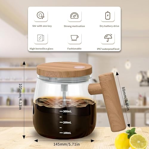 VDHU 13.5oz Electric Self-Stirring Mug - 400ml Home & Office Coffee, Milk, Protein Mixer