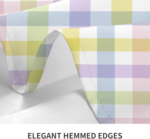 BETGINY Easter Checked Tablecloth 60x104 Inch Rectangular – Rainbow Plaid, Stain & Wrinkle Resistant