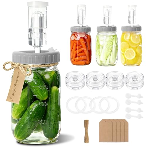 4-Pack Mason Jar Fermentation Kit With 32 Oz Jars And Airlocks