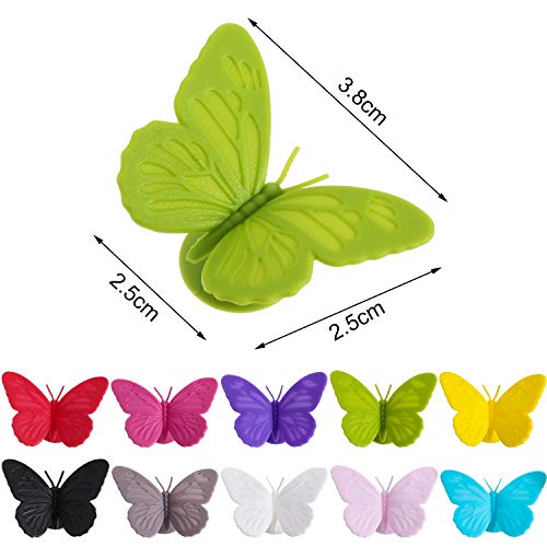 Outus Butterfly Wine Glass Markers Set – 20 Silicone Drink Charms with Suction Cups for Parties