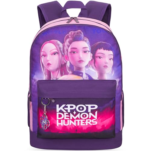 KPop Demon Hunters School Backpack for Girls - 18in Purple Bookbag