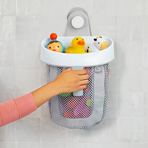 Hanging Bath Toy Organizer Scoop and Storage Basket, Grey
