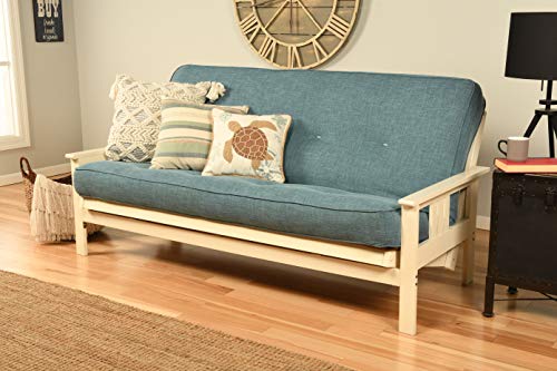 8-Inch Full Size Innerspring Futon Mattress, Aqua Blue Tufted Sleeper Sofa Bed