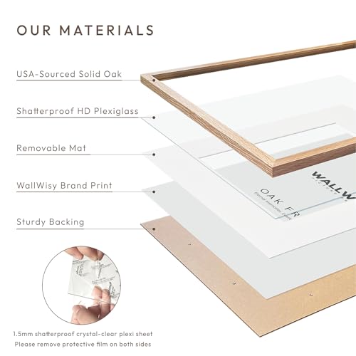 Solid Oak Wood 8x10 Picture Frame with Mat for 5x7 Photos - Natural Finish