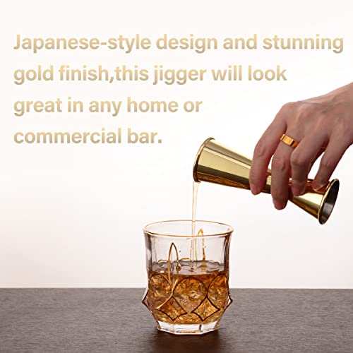 Eligara Japanese Copper Double Jigger 1oz-2oz for Bartending, Stainless Steel Bar Tool
