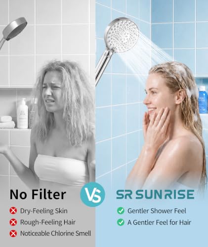 SR SUN RISE Filtered Shower Head High Pressure Handheld 9-Spray Chrome