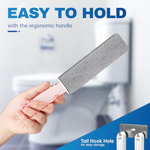 Pumice Stone Toilet Bowl Cleaner Brush with Long Handle - 2 Pack