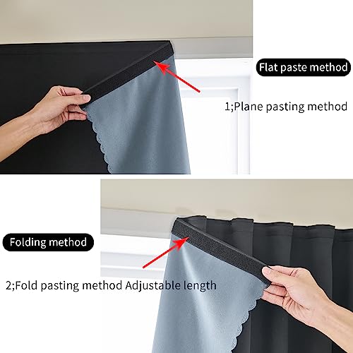 100% Blackout Self-Adhesive Curtains for Small Windows - 35" W x 48" L