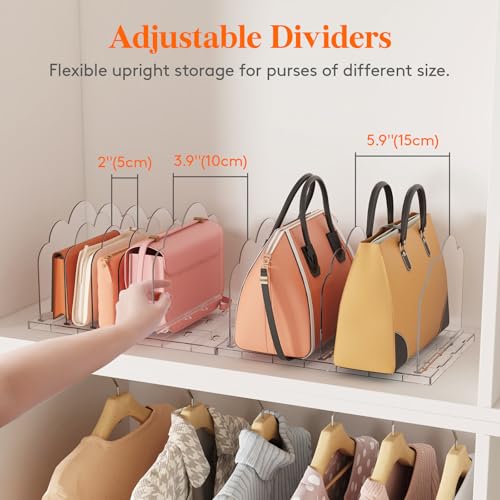 Clear Acrylic Purse Organizer for Closet Handbag Shelf Dividers 2 Pack