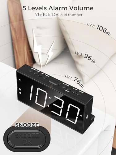 Digital Dual Alarm Clock with 7.5-Inch LED Display for Heavy Sleepers