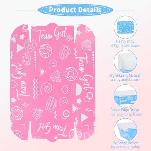 Assembly-Free Gender Reveal Paper Food Boats 50PCS, Team Girl or Boy