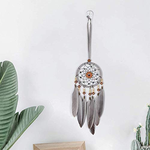 Grey Feather Dream Catcher Car Rearview Mirror Pendant Wall Hanging Decor
