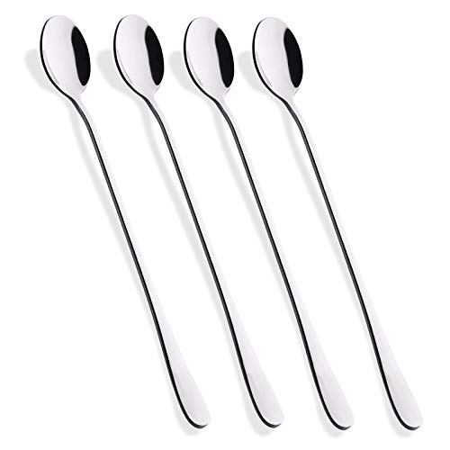 9-Inch Stainless Steel Long Handle Iced Tea and Cocktail Spoons, Set of 4