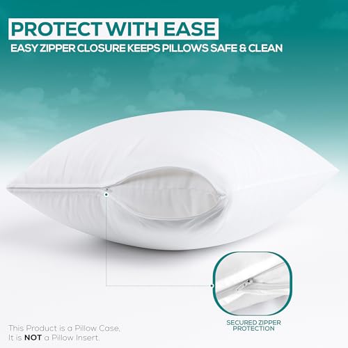 Utopia Bedding Waterproof Pillow Protectors Set of 4 Standard Size Zippered