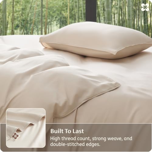 Cooling Bamboo Duvet Cover Set, King Size, Beige - 3 Piece