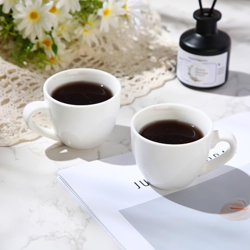 Reallnaive 16-Pack 3oz Porcelain Espresso Cups - White Tiny Coffee & Tea Mugs Set