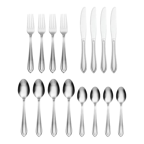 Hampton Forge Ginger 16-Piece Flatware Set - Mirror Finish, Teardrop Handles, Elegant Dining