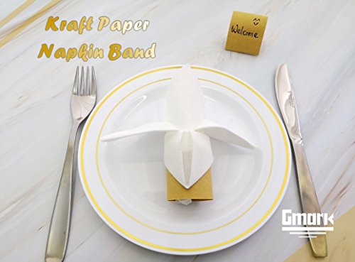 Self-Adhesive Kraft Paper Napkin Bands, 4.25 x 1.5 Inch - 500 Count