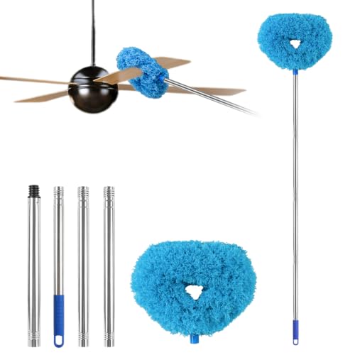 Microfiber Ceiling Fan Duster with Extension Pole (13-49.7 in) - Blue