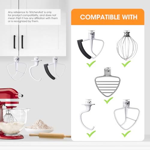 4 Pack Stand Mixer Attachment Holders for Kitchen Wall or Cabinet Storage
