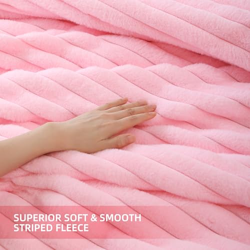 Pink Faux Fur Queen Comforter Set - 3-Piece Plush Fleece Bedding Set